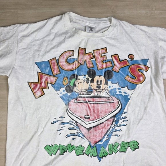 Vtg Mickey Mouse Walt Disney World Shirt 80s Rare Wavemaker Single Stitched XXL - Picture 2 of 6